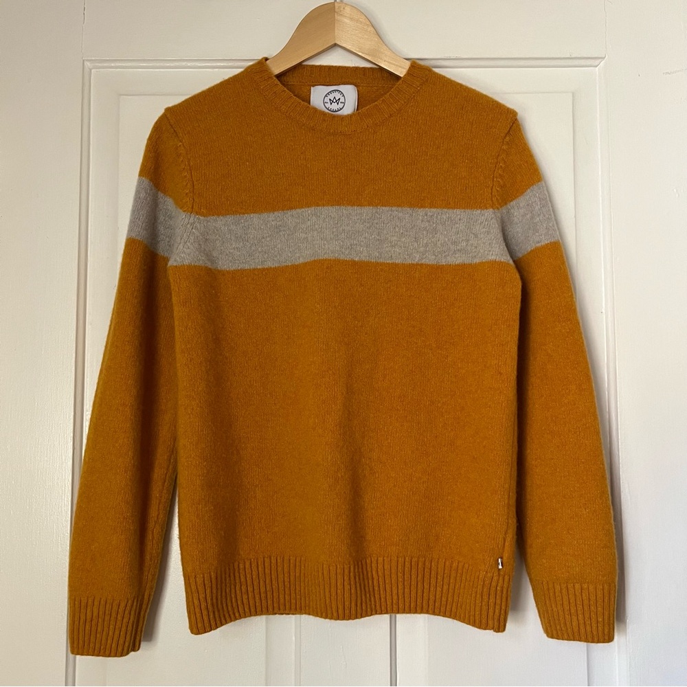 Lambswool Mustard and Grey Kronstadt Casual Sweater | small
